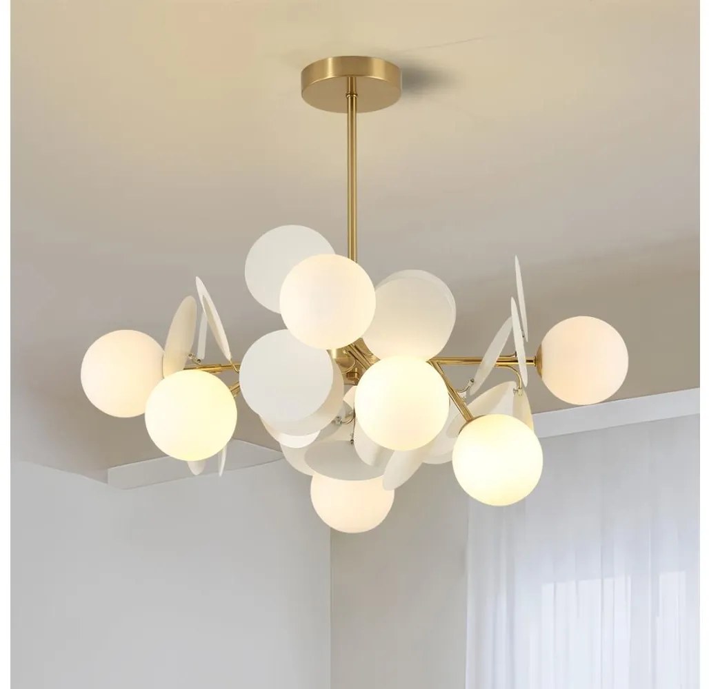 Brilagi - BALMO rúdfüggeszték 8xG9/9W/230V, Ø 60 cm, arany/fehér