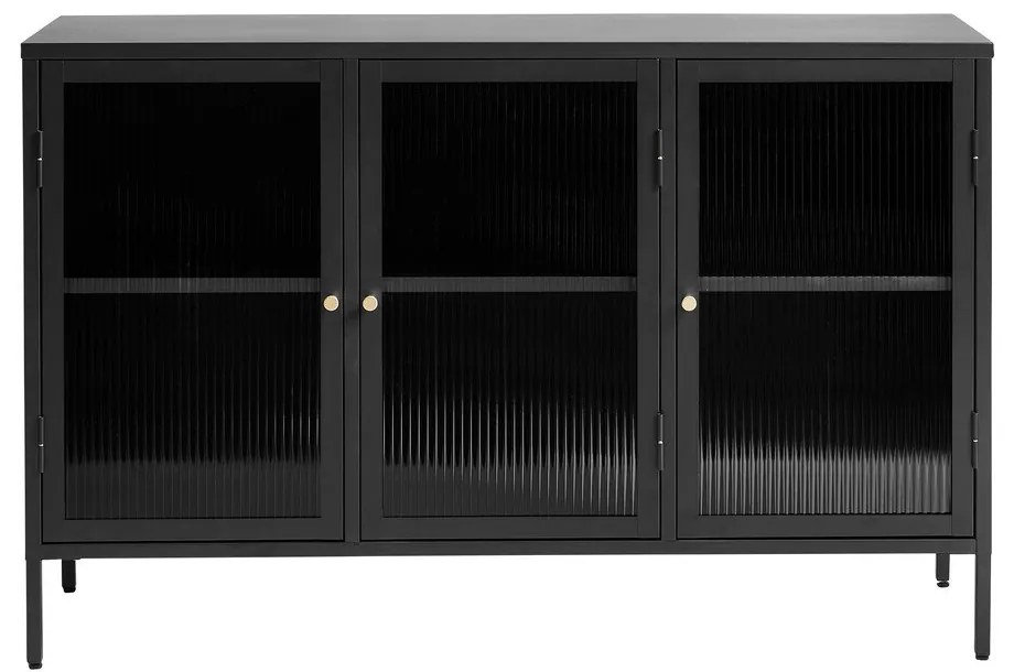 Fekete fém tálalószekrény 132x85 cm Bronco  Unique Furniture