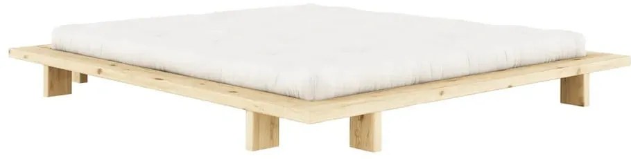 Natúr színű borovi fenyő franciaágy ágyráccsal 140x200 cm Japan  Karup Design