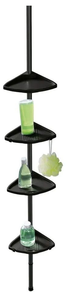 Fekete teleszkópos műanyag fürdőszobai sarokpolc Compact  Wenko