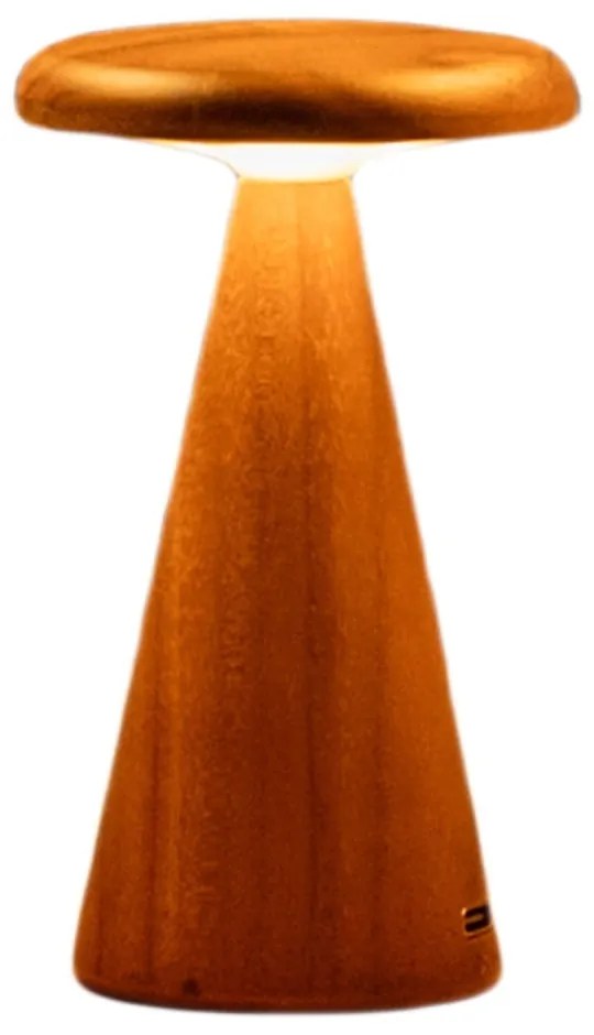 Natúr színű LED asztali lámpa fa búrával (magasság 14 cm) Sylva  Gingko