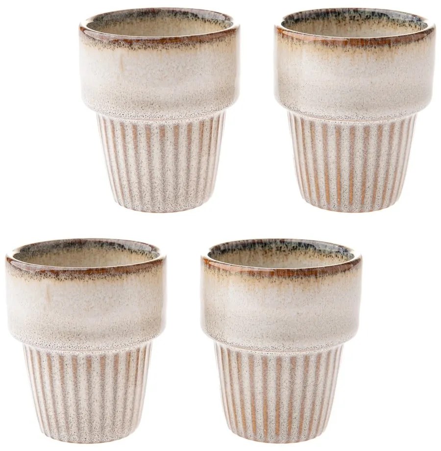 Krémszínű kőedény eszpresszó csésze szett 4 db-os 100 ml Tone  Dakls