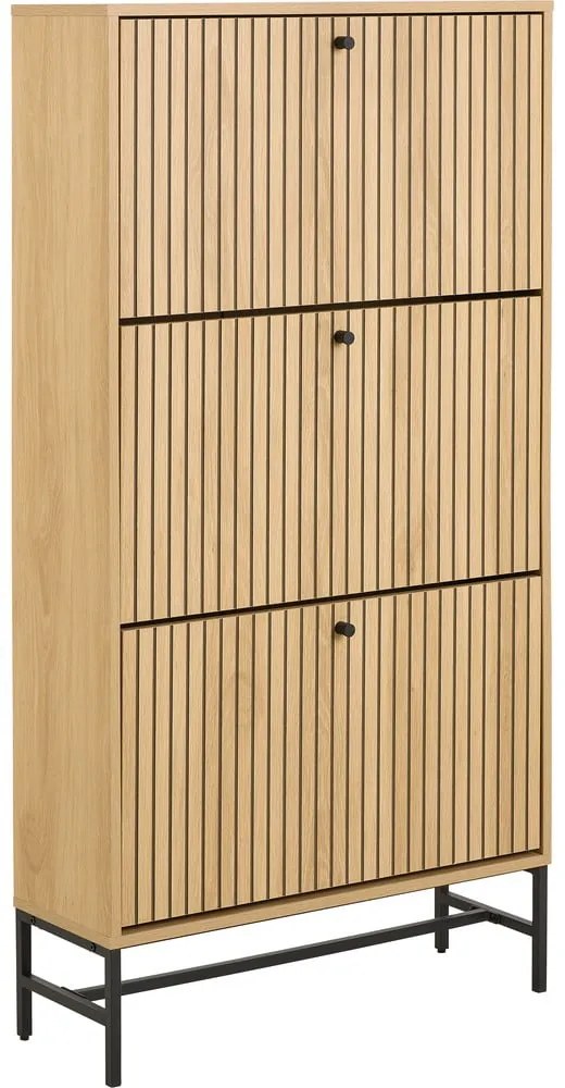 Natúr színű billenő ajtós cipőtartó tölgyfa dekorral 72x140x25 cm Albany Actona