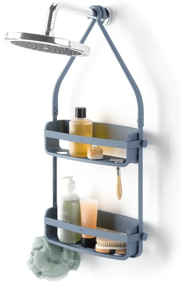 Kék függő műanyag fürdőszobai polc Flex  Umbra