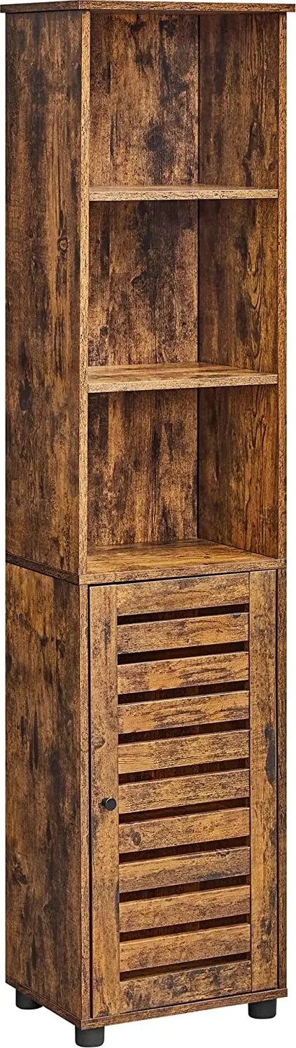 TAYLOR Polc szekrénnyel és polcokkal 40x30x167cm, rusztikus barna