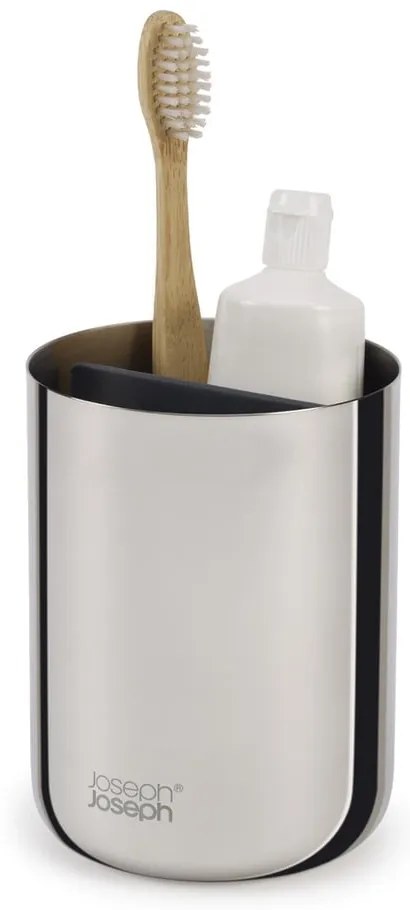 Fényes ezüstszínű rozsdamentes acél fogkefetartó pohár EasyStore Luxe  Joseph Joseph