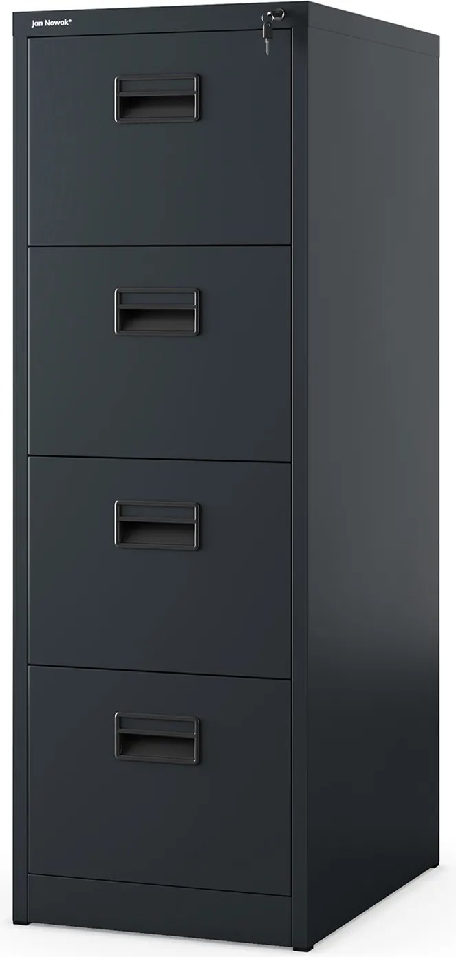 Fém irattartó szekrény, 4 fiókos SARA V4, 460 x 1320 x 620 mm, antracit