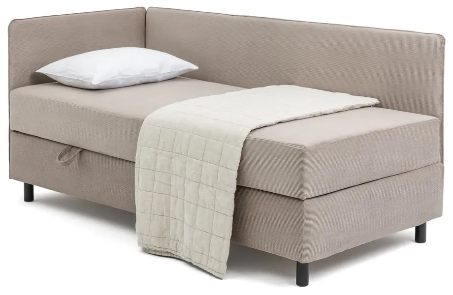 Szürkésbarna kárpitozott ágyneműtartós egyszemélyes ágy matraccal 120x200 cm Avela  Bonami Selection