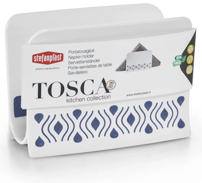 STEFANPLAST Műanyag szalvétatartó Tosca fehér/kék