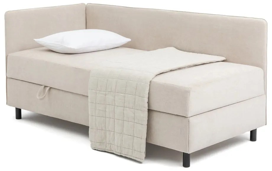 Bézs kárpitozott ágyneműtartós egyszemélyes ágy matraccal 90x200 cm Avela  Bonami Selection