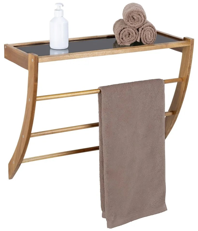 Sötét natúr színű fali fa törölközőtartó Fondi  Wenko