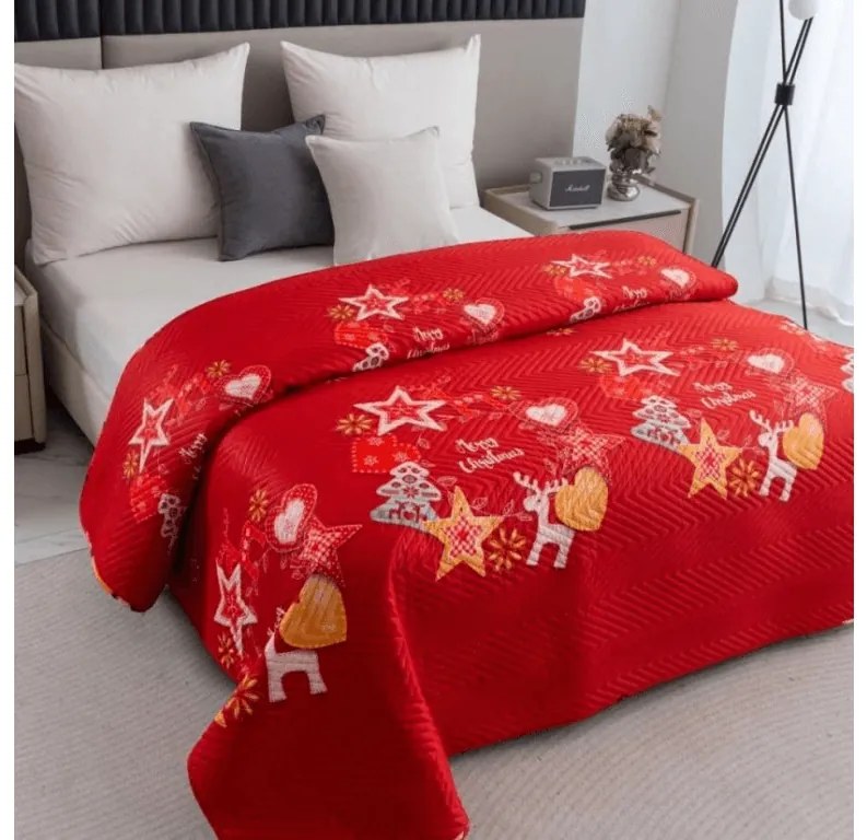 Ágytakaró RETRO RENDEER, piros Méret: 220 x 240 cm