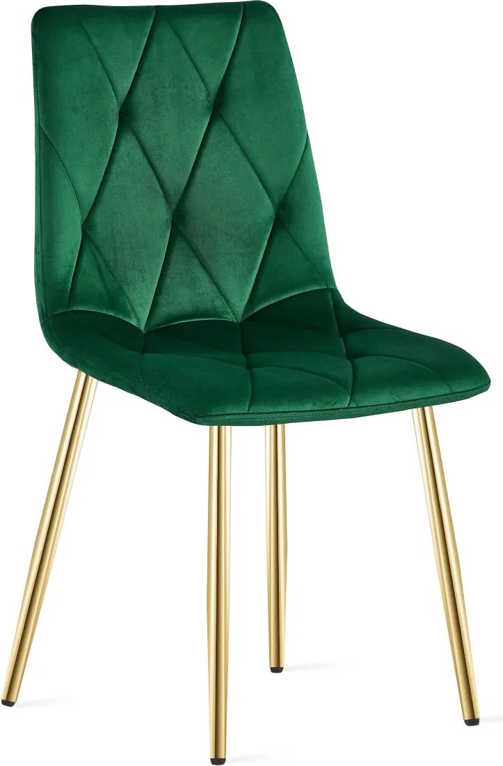 Zöld bársony étkezőszék LIBRA arany lábakkal