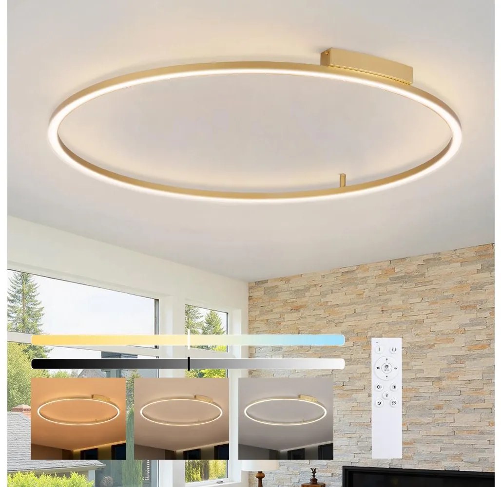Brilagi - LED fényerőszabályozható lámpatest PORTOFINO LED/85W/230V átm. 120 cm arany + távirányító