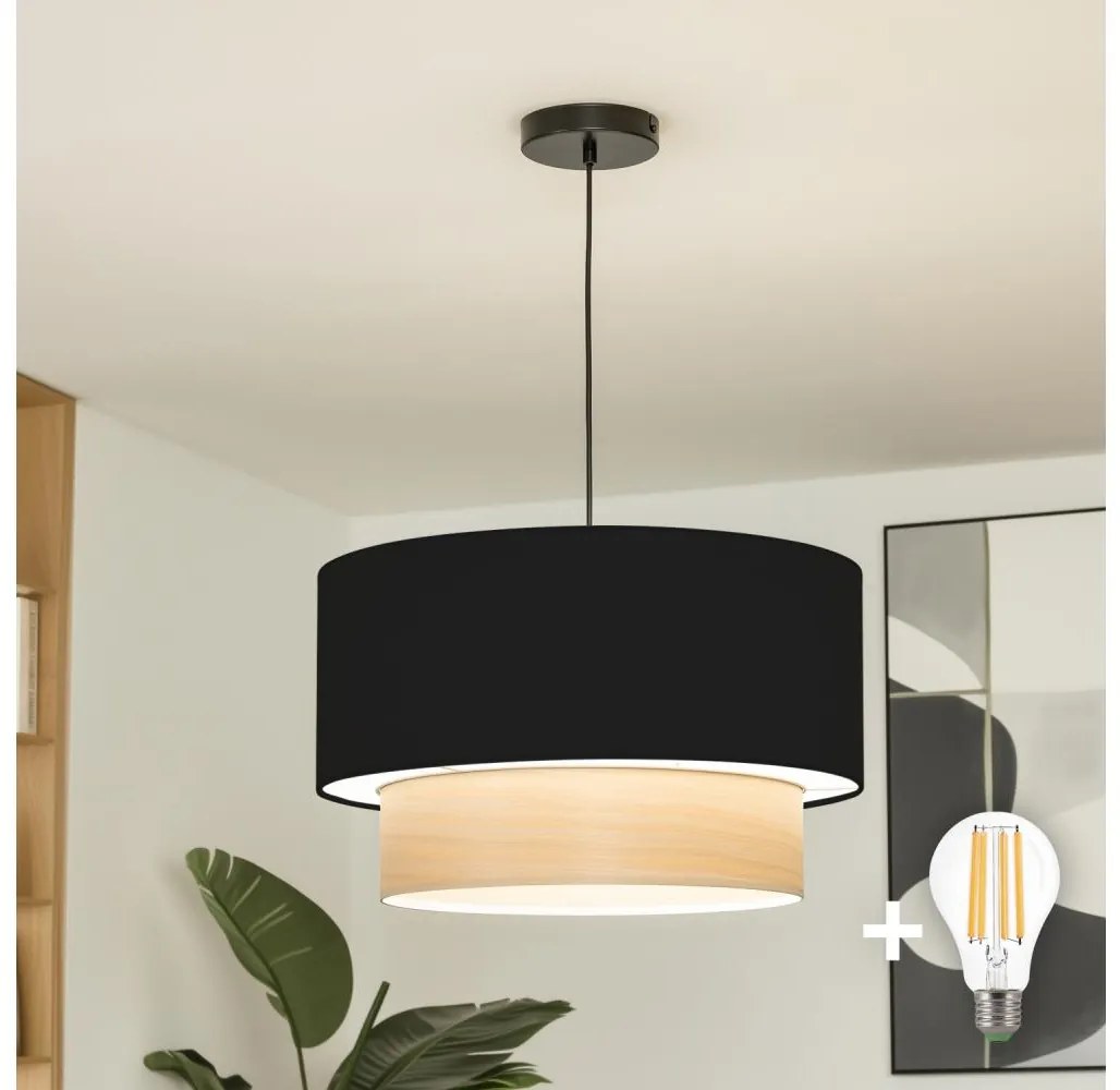 Brilagi - Kábeles LED csillár CERIA 1xE27/40W/230V Ø 50 cm fekete/bézs