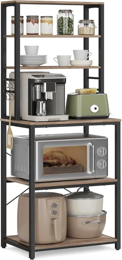 VASAGLE konyhai tárolóállvány, 40 × 60 × 167 cm, greige és fekete színben