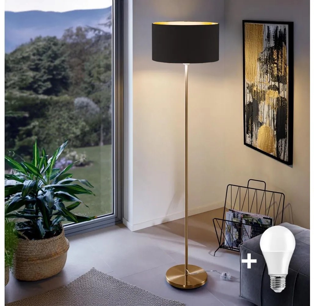 LED állólámpa TUNJA 1xE27/20W/230V, átmérő 38 cm, arany/fekete