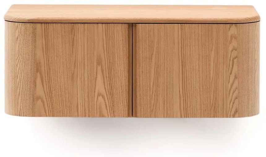 Natúr színű fali mosdó alatti szekrény kőrisfa dekorral 90x35 cm Salaya Kave Home
