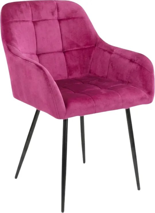 Sötét rózsaszín LOREN VELVET étkezőszék fekete lábakkal