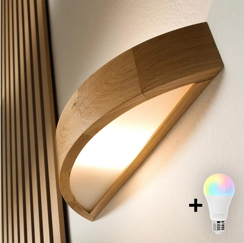 Brilagi - LED RGBW fényerőszabályozható fali lámpa CARVALHO 1xE27/15W/230V Wi-Fi tölgy