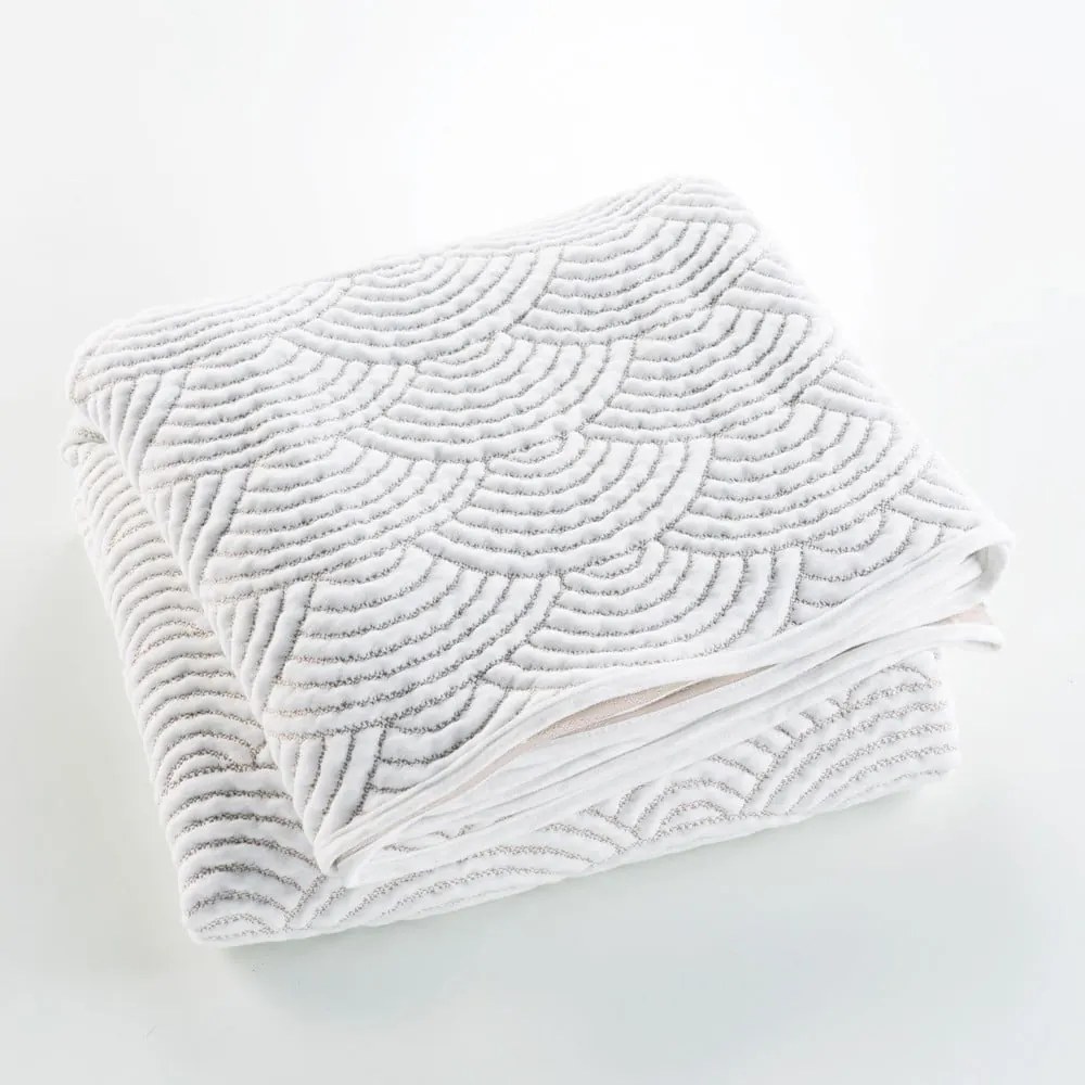 Fehér-bézs jersey ágytakaró és párnahuzat szett 240x260 cm Cassandra  douceur d'intérieur