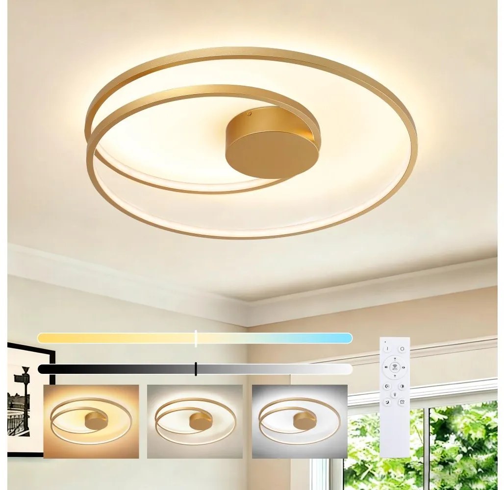 Brilagi - LED dimmelhető mennyezeti lámpa TWISTER LED/75W/230V, átm. 70 cm, arany, távirányítóval