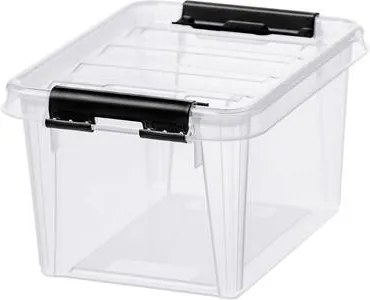 Műanyag tárolódoboz, 1,5 liter, fekete fogantyúkkal, SMARTSTORE Classic 1,5, átlátszó (CSDSMART25)