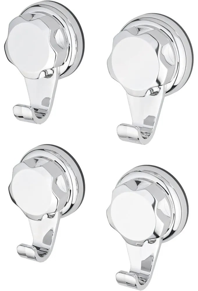 Ezüstszínű öntapadós fém akasztó szett 4 db-os Bestlock Bath  Compactor