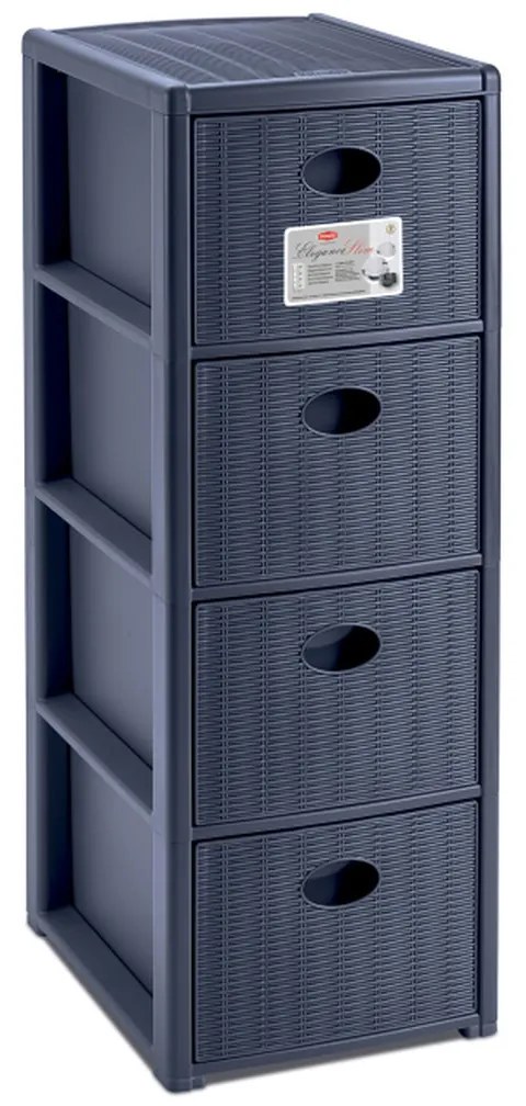 STEFANPLAST Tároló polc Elegance Slim, 4 fiókos, kék