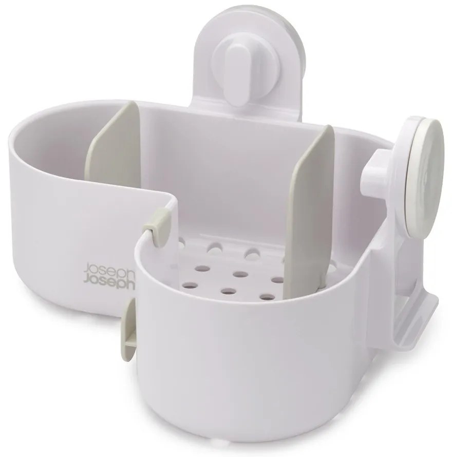 Fehér öntapadós-sarok műanyag fürdőszobai polc Duo  Joseph Joseph