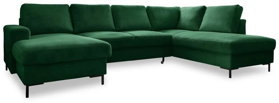 Sötétzöld kordbársony kinyitható sarokkanapé (jobb oldali) Lofty Lilly  Miuform