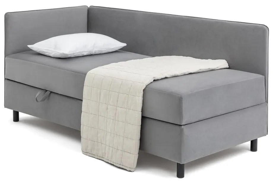 Szürke kárpitozott ágyneműtartós egyszemélyes ágy matraccal 120x200 cm Avela  Bonami Selection