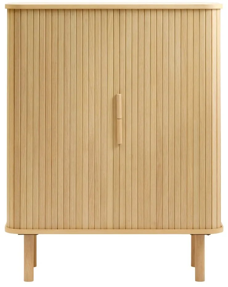 Natúr színű szekrény tolóajtóval, tölgyfa dekorral 113x90 cm Cavo Unique Furniture