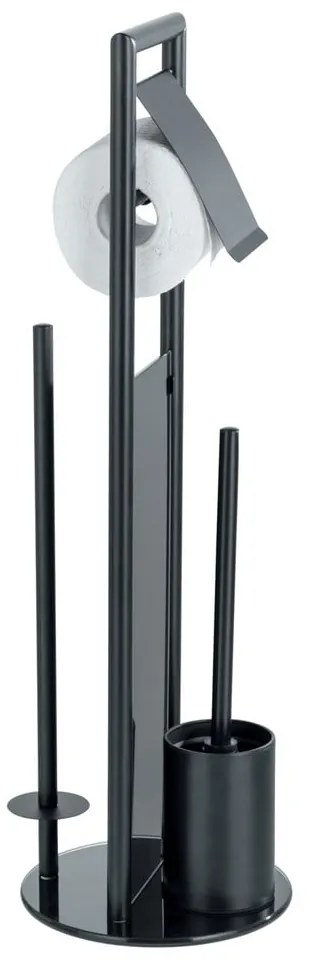 Fekete rozsdamentes acél WC-papír tartó állvány WC-kefével Ravina  Wenko