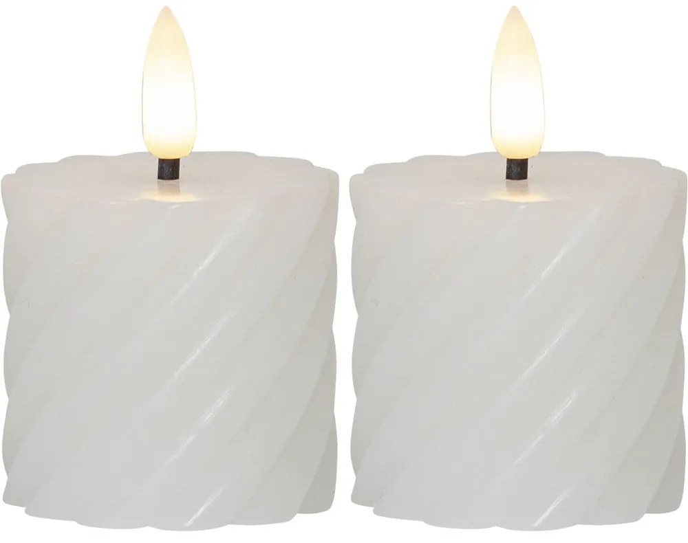 Flamme Swirl Antique 2 db fehér LED viaszgyertya, magasság 7,5 cm - Star Trading