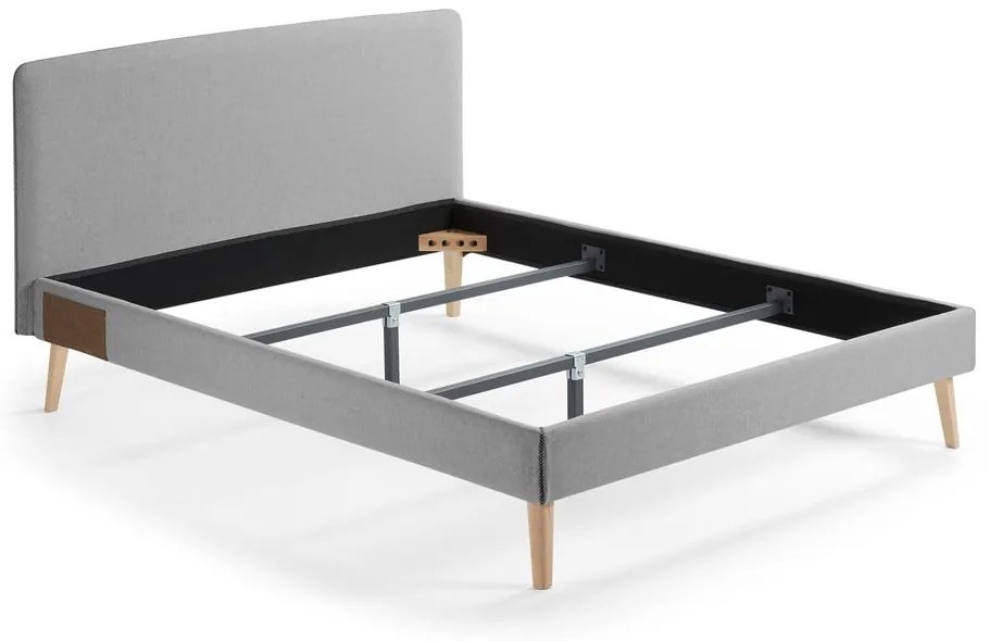 Lydia szürke kétszemélyes ágy, 160 x 200 cm - Kave Home