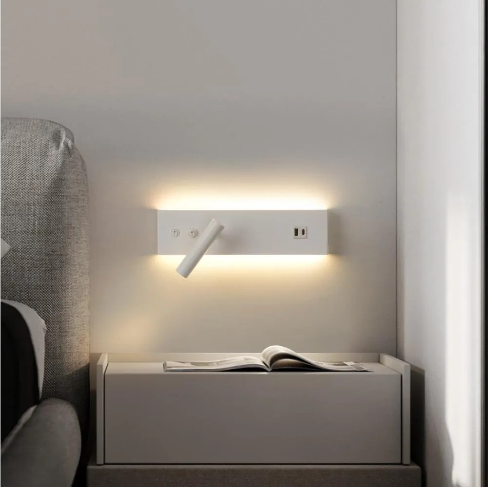 Brilagi-LED NOCTIS fali spotlámpa USB-porttal LED/3W/230V+LED/9W fehér