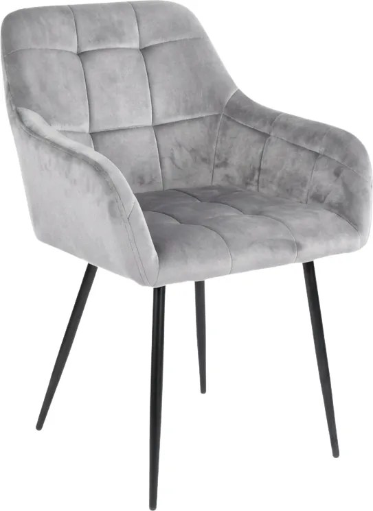 Szürke LOREN VELVET étkezőfotel fekete lábakkal
