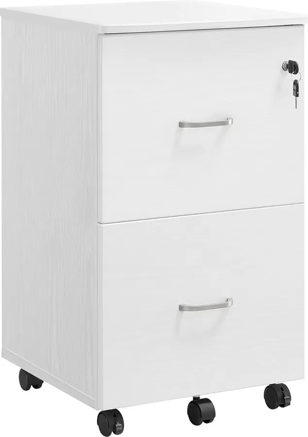 2 fiókos gurulós iratszekrény zárható irattároló fehér