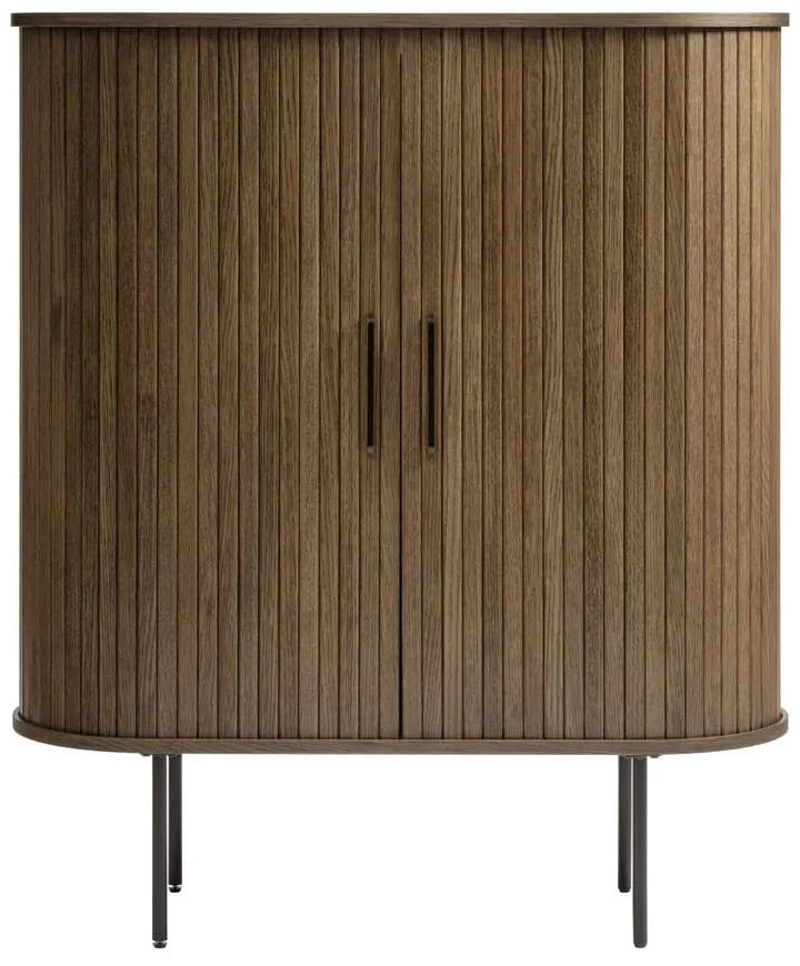 Barna szekrény tolóajtóval, tölgyfa dekorral 100x118 cm Nola Unique Furniture