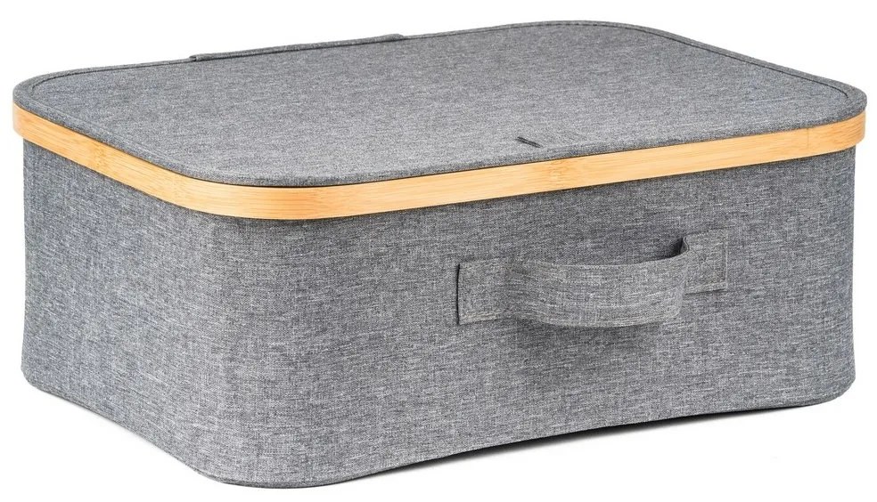 G21 tárolódoboz 40 x 30 x 15 cm, bambusz, fedéllel, szürke