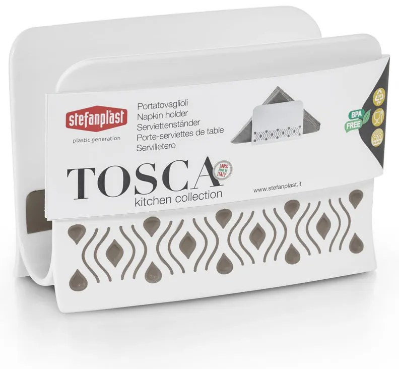 STEFANPLAST Műanyag szalvétatartó Tosca fehér/világosszürke