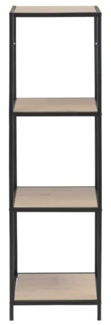 Fekete-natúr színű könyvespolc tölgyfa dekorral 37x120 cm Seaford Actona
