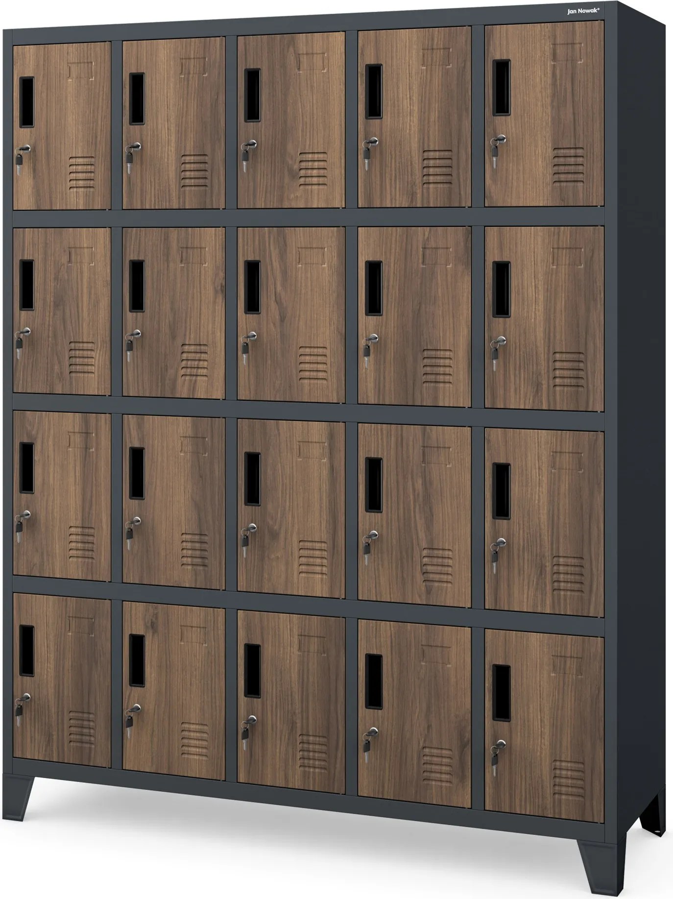 Rekeszes szekrény ROBERT, 1360 x 1720 x 450 mm, Eco Design: antracit/ diófa színben
