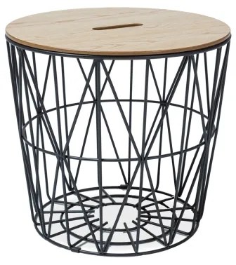 Tárolóasztal, tölgy / fekete, HERA