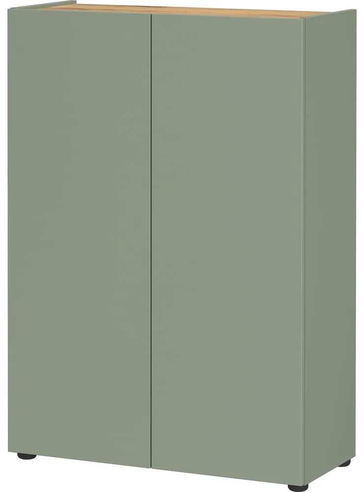 Zsályaszínű szekrény tölgyfa dekorral 74x105x33 cm Alviano  Germania