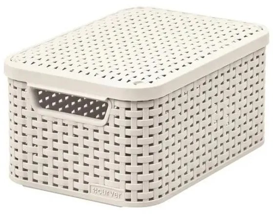 Krémszínű fedeles műanyag tárolódoboz 20x29x14 cm Style  Curver