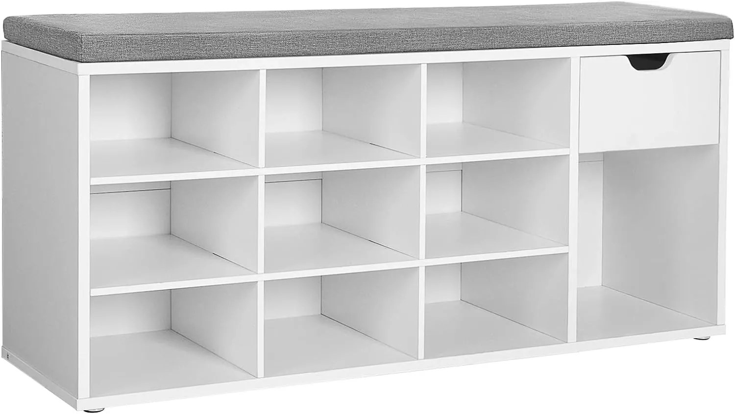 Fehér cipőtároló pad szürke párnával és fiókkal WESO WHITE 104x30x48 cm, fehér