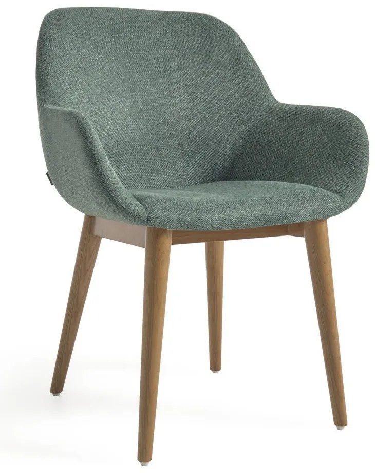 Zöld kárpitozott karfás étkezőfotel Konna  Kave Home