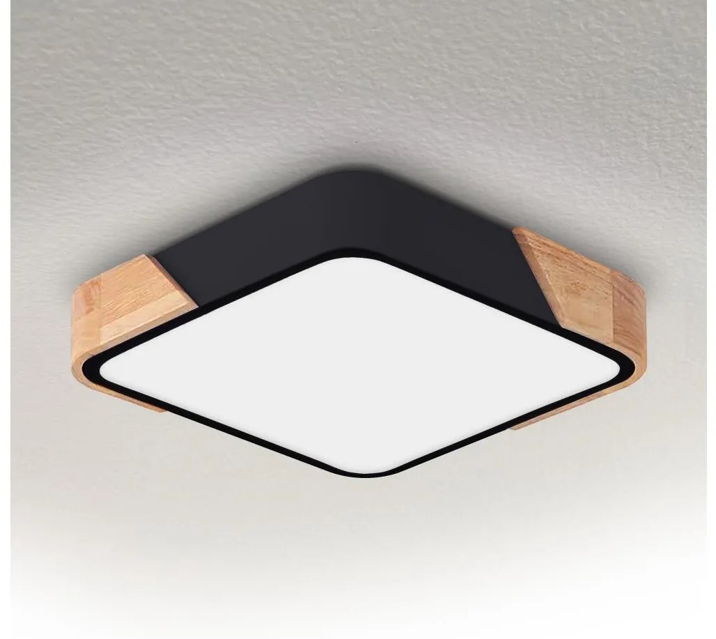 Brilagi - LED mennyezeti lámpa PILANA LED/24W/230V tölgy/fekete 32x32 cm